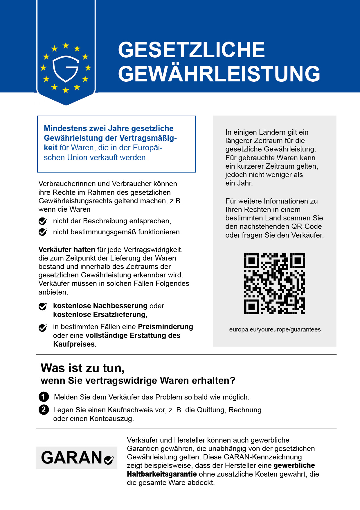 Harmonisierte Mitteilung über das gesetzliche Gewährleistungsrecht