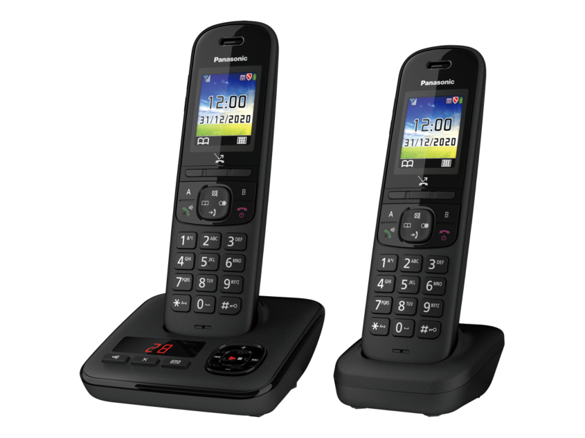 Panasonic Schnurloses Telefon Duo DECT Schwarz mit Anrufbeantworter