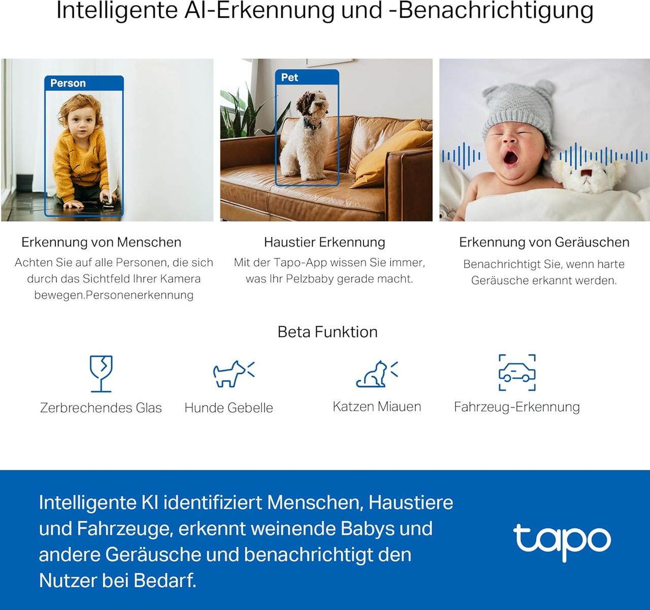 TP-Link Tapo C220 Sphärisch IP-Sicherheitskamera Drinnen 2560 x 1440 Pixel Tisch/Bank