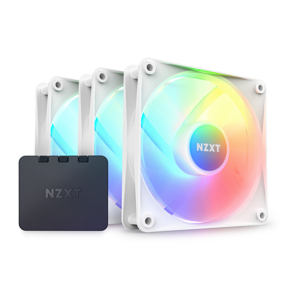 NZXT F120 Core RGB Gehäuselüfter 120 mm, PWM, Hydrodynamisches Lager (HDB), 1800 RPM, Weiß, 3er-Pack