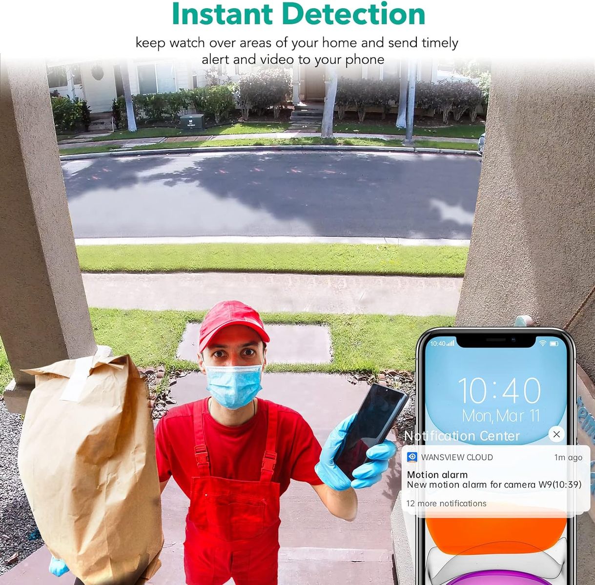 wansview PTZ Überwachungskamera Aussen, 1080P WLAN IP Kamera Outdoor,Nachtsicht, Zwei-Wege-Audio, SD-Kartenslot,IP65 Wasserdicht, RTSP,funktioniert mit Alexa W9 Weiß