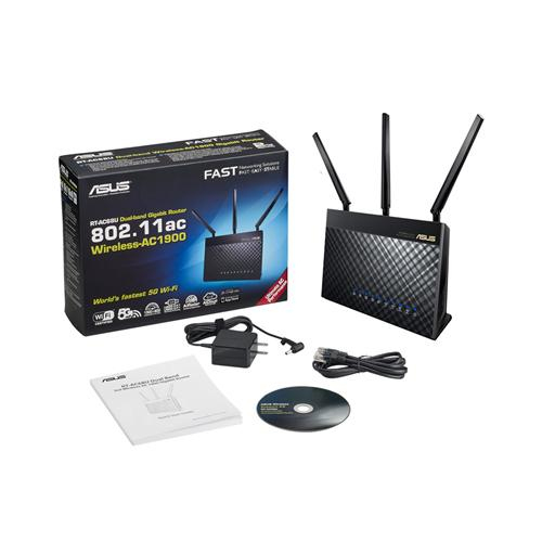 Asus RT-AC68U Router (Ai Mesh WLAN System, WiFi 5 AC1900, 4x Gigabit LAN, App Control, AiProtection, Multifunction USB 3.0) (Router up to 150 m²) WiFi-5 AC1900 DB-Mesh