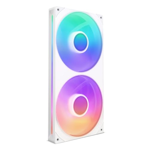 NZXT F280 RGB Core 280 mm Einzelrahmen-Lüftereinheit, 2x140 mm aRGB-Lüfter, hoher statischer Druck, 8 adressierbare RGB-LEDs pro Lüfter, Weiß