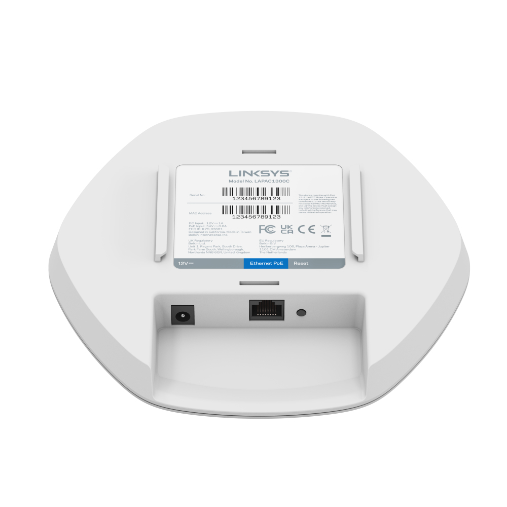 Linksys LAPAC1300C WLAN Access Point Dual‑Band 1300 Mbit/s (2,4/5 GHz), PoE, Decken-/Wandmontage, Weiß