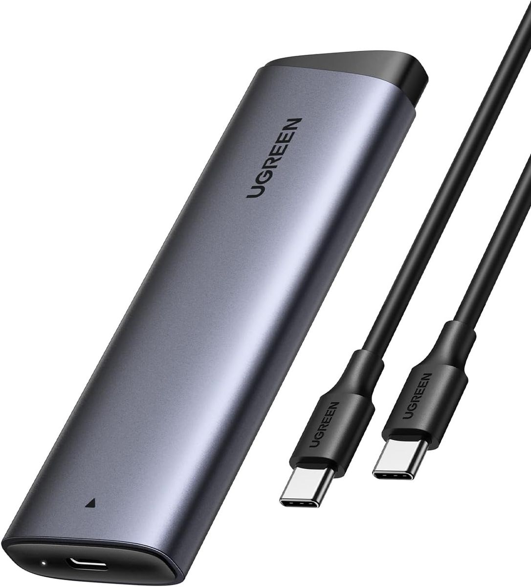 UGREEN M.2 NVMe SSD Gehäuse, USB 3.2 Gen 2 10 Gbps für NVMe PCIe M-Key/M+B Key 2230/2242/2260/2280, Aluminium, inkl. USB-C-Kabel