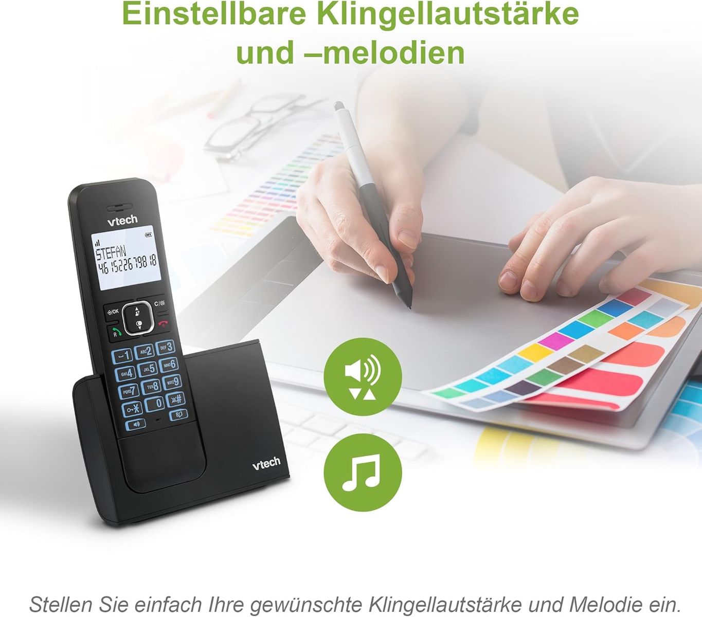 VTech LS1000 DECT Schnurlostelefon Telefon Schnurlos mit innovativer Ladestation, Anrufererkennung/Anklopffunktion, Freisprechfunktion, Display und Tastatur mit Hintergrundbeleuchtetes, ECO-Modus LS1000 1-telefon schnurlos
