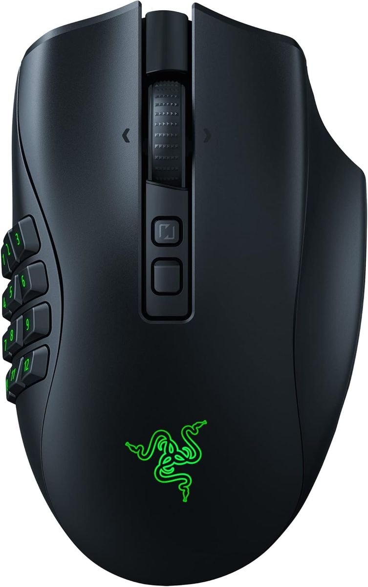 Razer Naga V2 Pro kabellose Gaming-Maus: austauschbare Seitenplatte mit 2, 6, 12 Tasten-Konfigurationen – Focus + 20K DPI optischer Sensor – schnellster Gaming-Maus-Schalter – Chroma-RGB-Beleuchtung