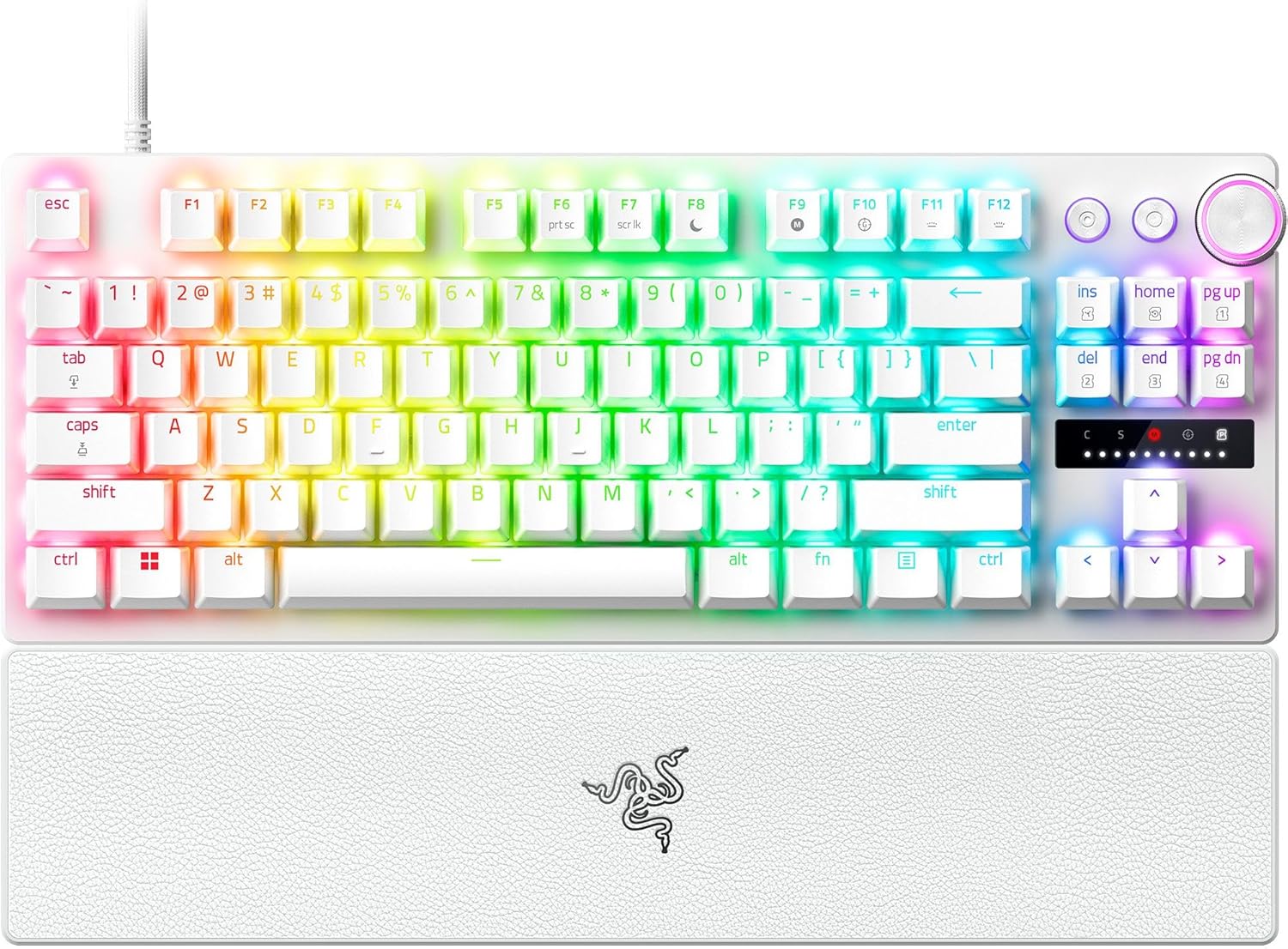 Razer Huntsman V3 Pro Tenkeyless - Analog Optical E-Sports PC-Keyboard - Razer Snap Tap & Rapid Trigger (Multifunktionsrad mit 2 dedizierten Tasten, PBT-Tasten) Weiß