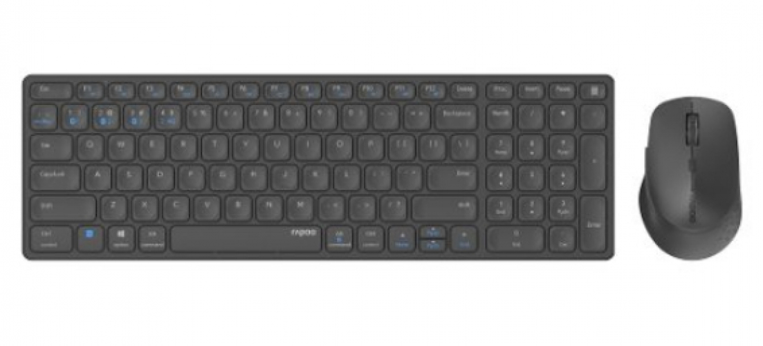 Rapoo 9700M Deskset Dual Wireless Keyboard Mouse Set 1.600 DPI Aluminium Dark Grey DE Layout