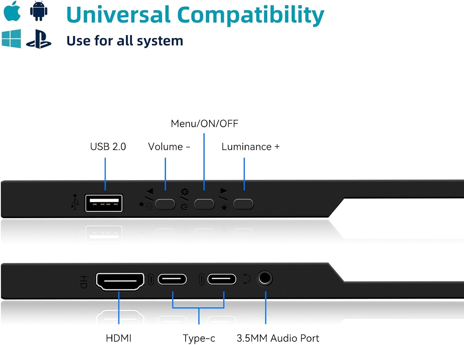 Wstirhy Portable Touchscreen Monitor USB C 14 Zoll 1920x1080p IPS Touch Bildschirm mit Lautsprechern, HDMI, Typ-c Reise externer Monitor für PC Laptop Xbox PS4/5 Switch