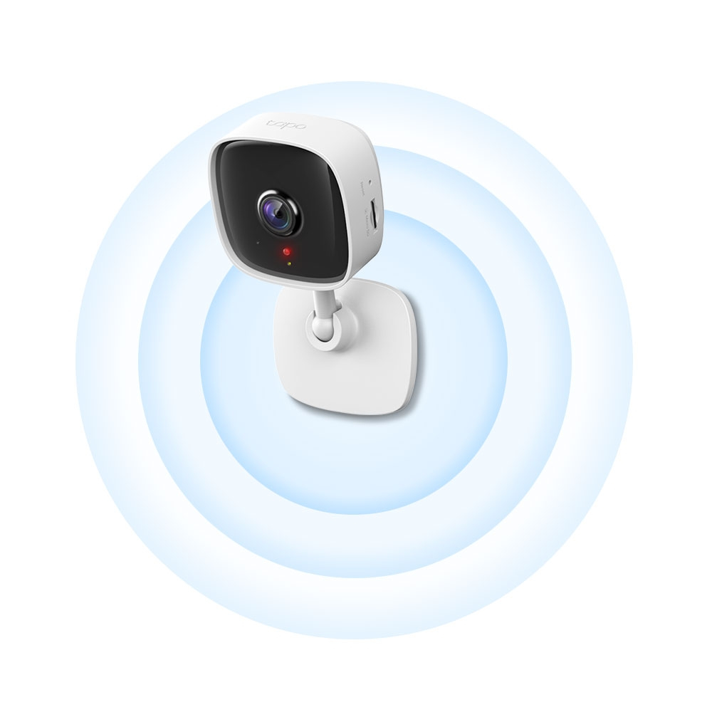 TP-Link Tapo TC60 V5 Indoor Sicherheits-WLAN-Kamera, 2 MP (1080p), Nachtsicht 9,1 m, 105° Sichtwinkel, Zwei-Wege-Audio, MicroSD bis 128 GB, Tisch/Wand, EU