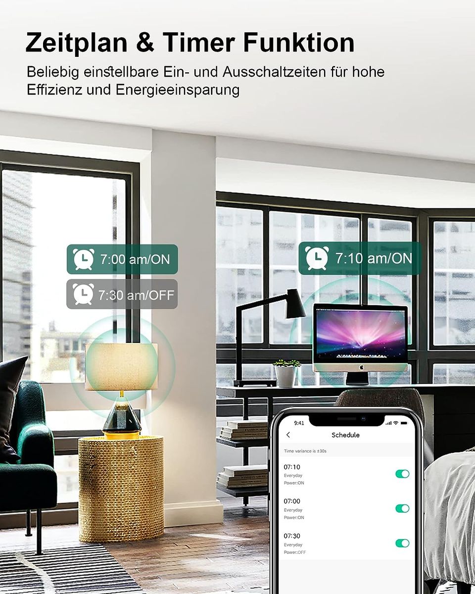 Woox Alexa Steckdose 2 Stück, WLAN Steckdose 16A, Smart Plug TÜV Geprüft, Lichter Fernbedienung, Sprachsteuerung mit Alexa/Google Home Kompatibel, Zeitschaltuhr, Nur 2,4 GHz Wifi…