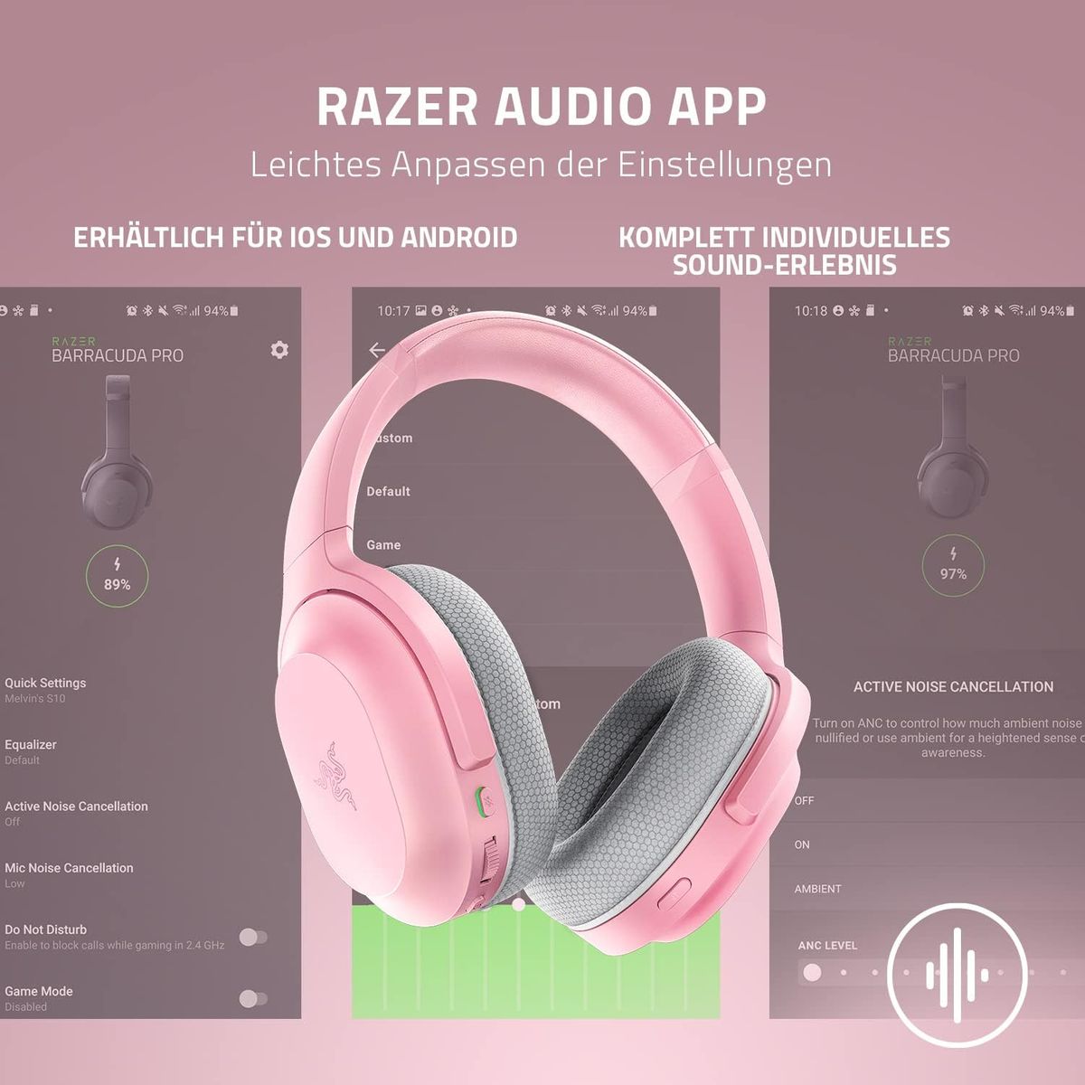 Razer Barracuda Gaming & Mobile Headset Dual Wireless Virtual 7.1 Surround-Sound Multi-Plattform Quartz