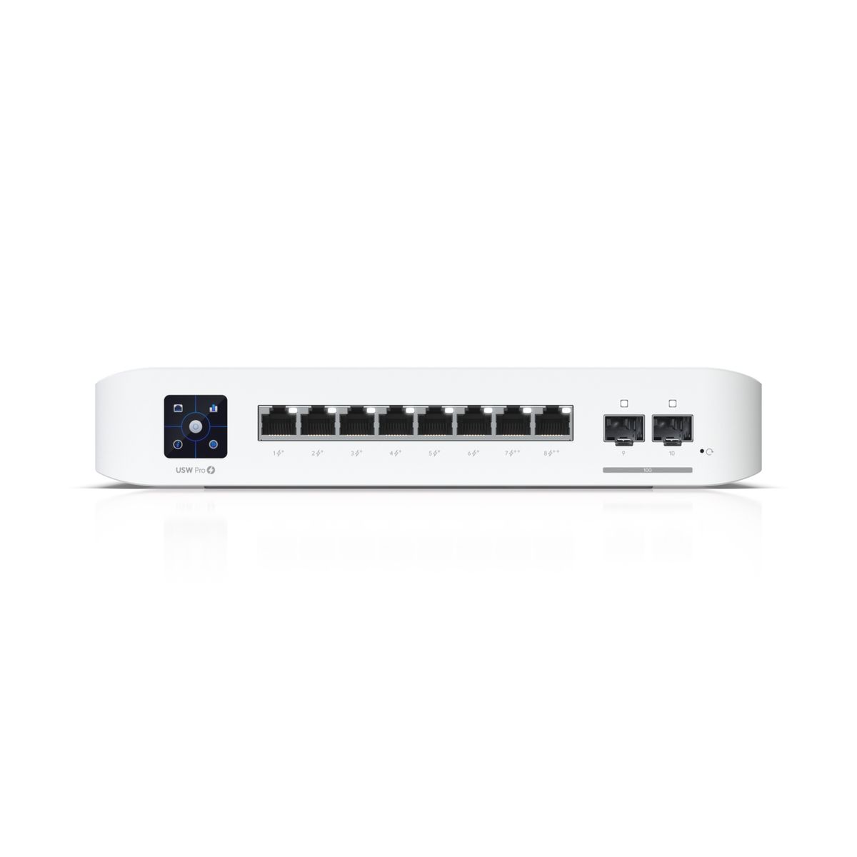Ubiquiti USW-PRO-8-POE Managed L2/L3 Switch, 8x Gigabit PoE (6x PoE+, 2x 4PPoE), 2x SFP+, 120W Gesamtleistung, 1U, Weiß