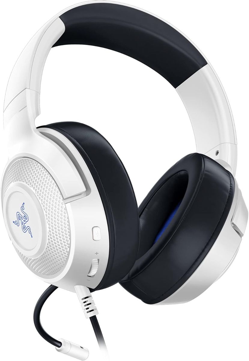 Razer Kraken X Ultraleichtes Gaming-Headset: 7.1 Surround Sound - Leichter Aluminiumrahmen - Biegbares Nierenmikrofon - für PC, PS4, PS5, Switch, Xbox One, Xbox Series X & S, Mobile - Weiß