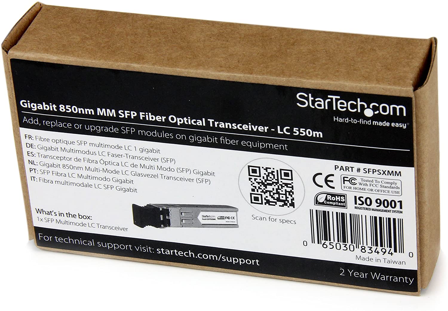 StarTech MSA Compliant SFP Transceiver Module - 1000BASE-SX