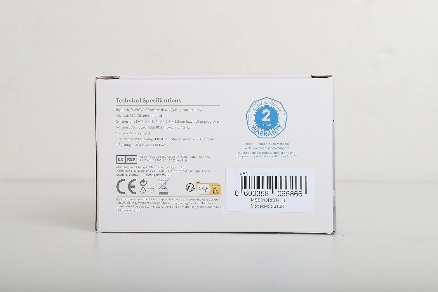 Meross Italienische WiFi-Steckdose 16A, intelligente Energieüberwachung (Typ L), Programmfunktion, Sprachsteuerung und Fernbedienung, kompatibel mit Alexa, Google Assistant, 3840 W, 2 Stück Meross Italienische WiFi-Steckdose 16A, intelligente Energieüberwachung (Typ L), Programmfunktion, Sprachsteuerung und Fernbedienung, kompatibel mit Alexa, Google Assistant, 3840 W, 2 Stück