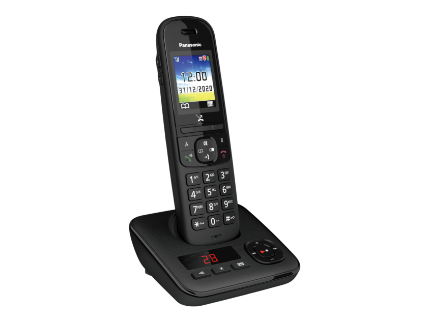 Panasonic Schnurloses Telefon Duo DECT Schwarz mit Anrufbeantworter