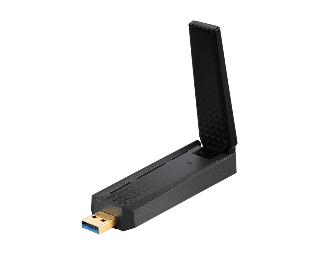 MSI AXE5400 USB-WLAN-Adapter, USB Typ-A, USB 2.0, Kabellos 2,4/5 GHz, Schwarz