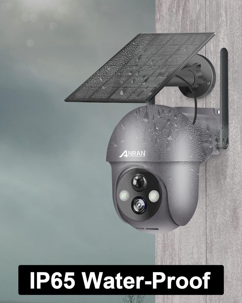 ANRAN 2K Überwachungskamera Aussen Akku WLAN, 360 Grad Schwenkbare Kabellose Überwachungskamera mit Solarpanel, PIR Bewegungsmelder mit Flutlicht, 2-Wege-Audio, Nachtsicht, 2,4GHz WLAN, Q01 Grau