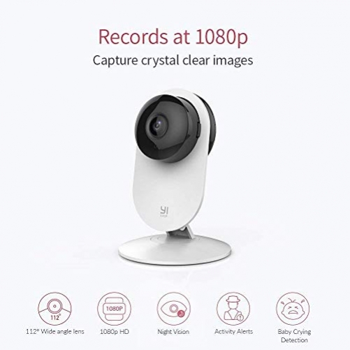 YI Home Camera 1080p FHD Wireless Wi-Fi Camera Security IP Camera Surveillance System Night Vision Baby Crying Pet Elder Monitoring Remote View APP & Cloud Service Available