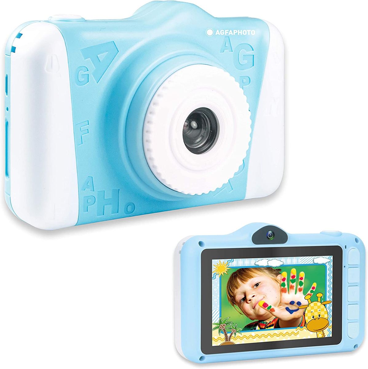 AGFAPHOTO Kinderkamera Realikids Cam 2 Digitalkamera für Kinder mit SD-Kartenslot für bis zu 32GB | 3,5 LCD-Bildschirm | Lithium-Akku und ergonomisches Design | Kamera für Kinder Blau