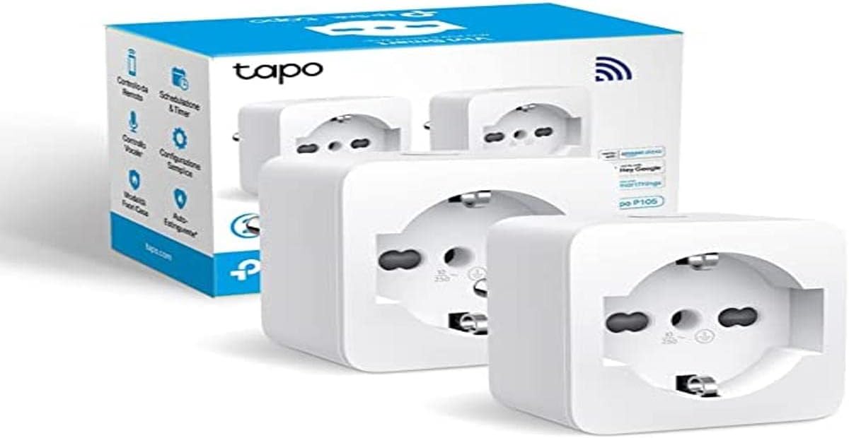 TP-Link Tapo P105 (2 Stück) italienische Smart-Steckdose, intelligentes WLAN, Sprachsteuerung, kompatibel mit Alexa und Google Home, Fernbedienung über Tapo-App, Vorwahlzeit