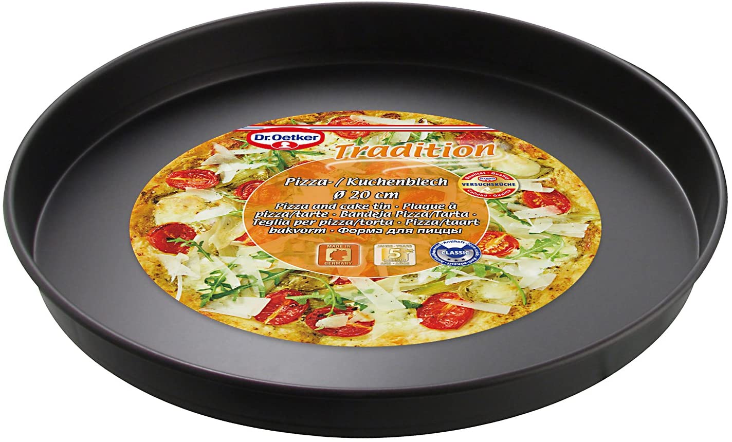 Dr. Oetker pizza tray 20 cm, steel, black, Ø 20 cm