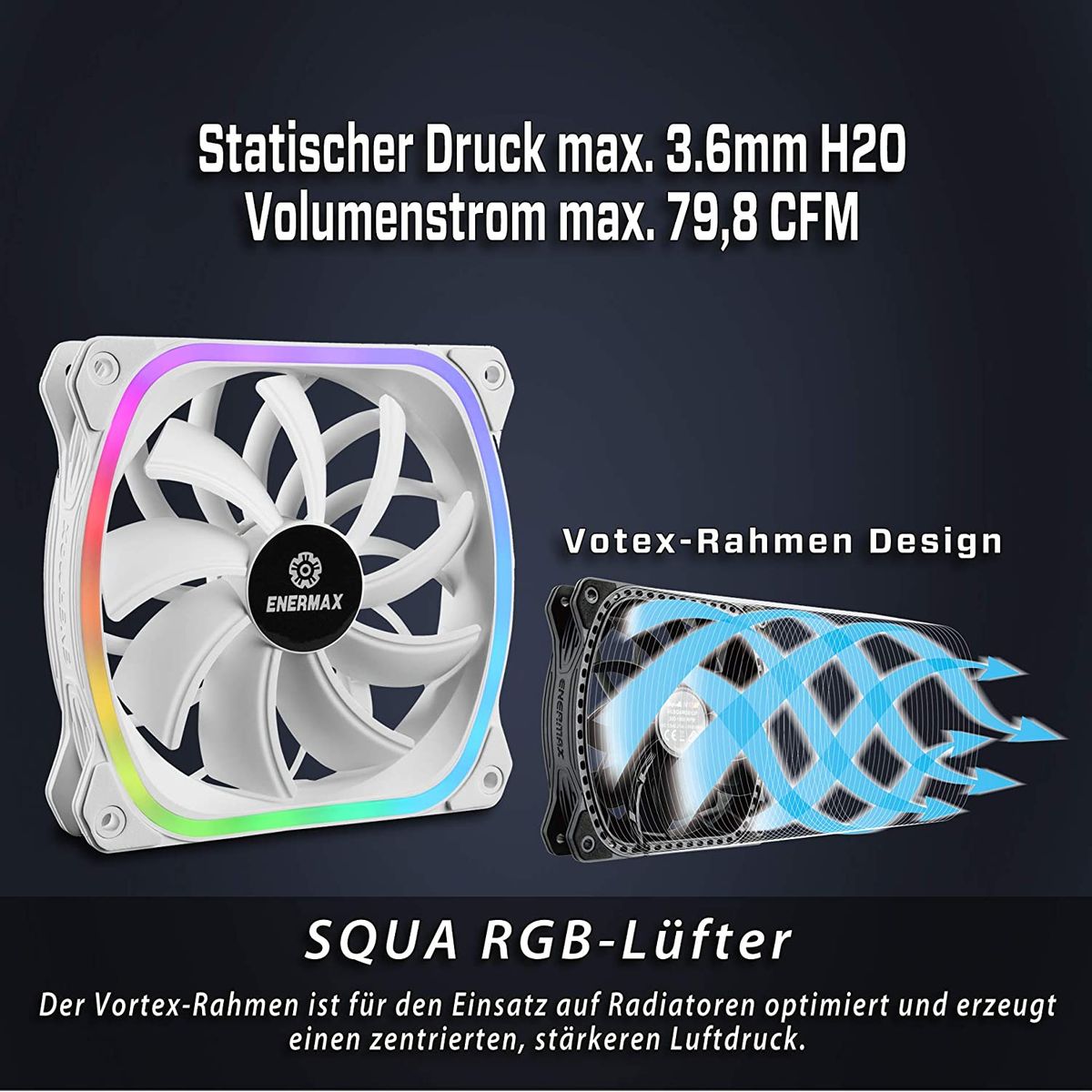 ENERMAX AQUAFUSION Snow Edition Adressierbare SquA RGB 240 All-In-One CPU Wasserkühler Dual Chamber Intel/AMD AM4 Support 350W+ TDP (2x 12cm SquA White RGB PWM Lüfter); ELC-AQF240-SQA-W weiss Weiß 240mm Aquafusion