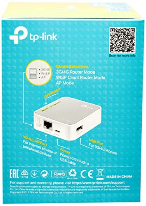 TP-Link TL-MR3020 Einzelband (2,4GHz) Schnelles Ethernet 3G 4G Grau - Weiß WLAN-Router, TL-MR3020 V3.0