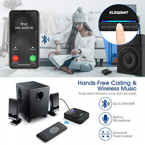 ELEGIANT Bluetooth Adapter Audio 5.0 Bluetooth Transmitter Empfänger 2 in 1 Sender Receiver Low Latency HD mit Optischem Toslink/SPDIF für TV Laptop Stereoanlage Kopfhörer Lautsprecher