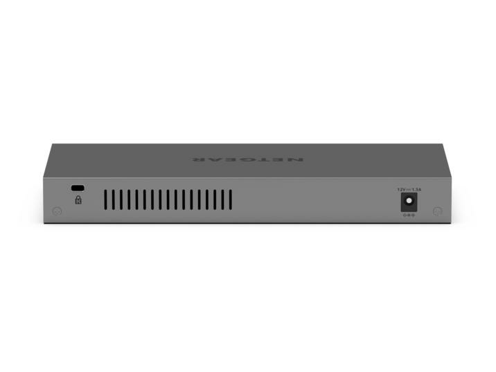 NETGEAR GS108X Unmanaged L2 8-Port Gigabit Switch, 1x SFP, 10G-Unterstützung, 36 Gbit/s, Grau, DC 12V
