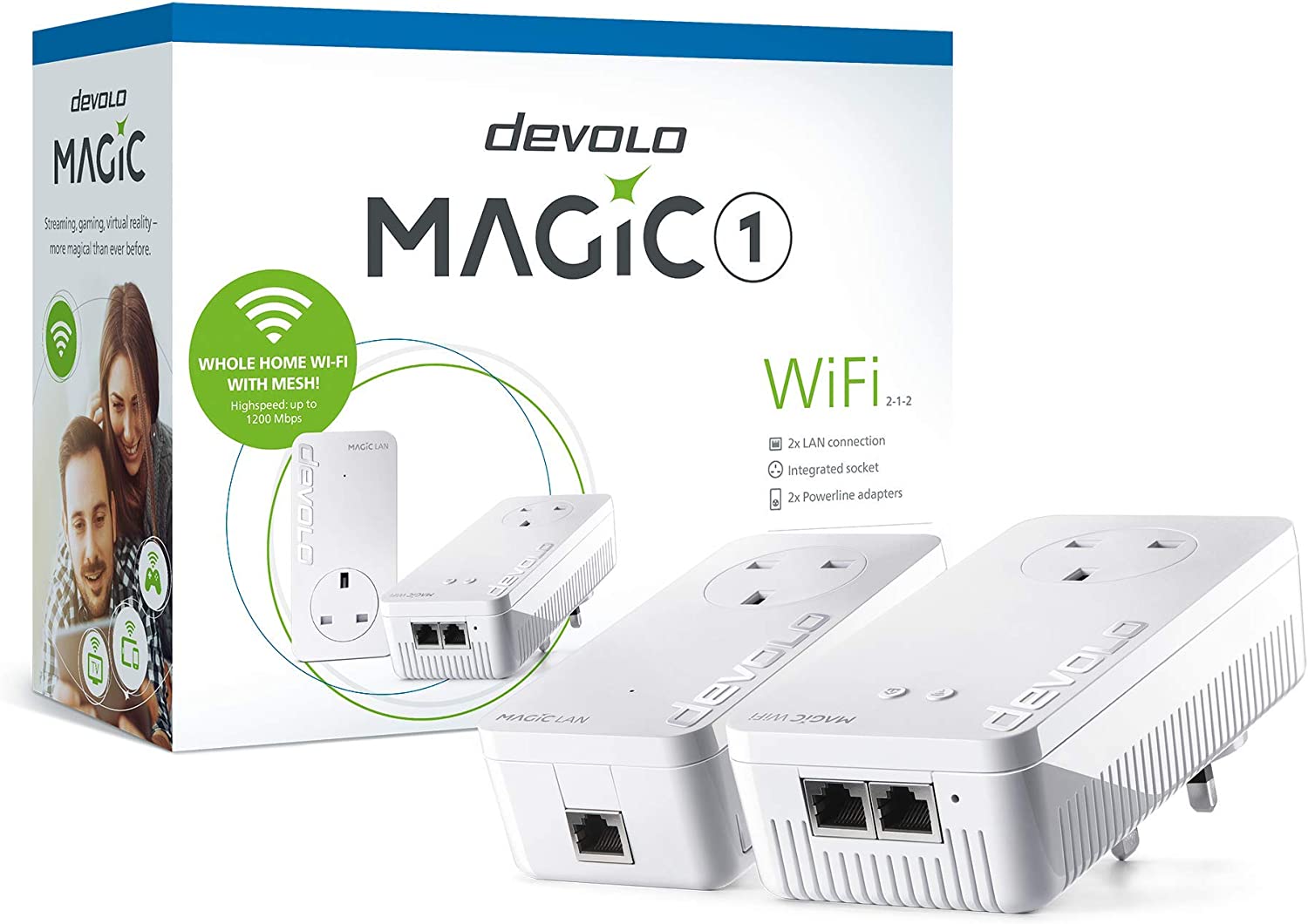Devolo 8361 Magic 1-1200 Wi-Fi ac Starter Kit: stabiles Heimarbeiten, hohe Leistung (Mesh Wi-Fi, bis zu 1200 Mbps über Powerline, Wi-Fi Ac, Wi-Fi überall, Access Point, 2X Fast Ethernet Ports) MAGIC 1 - 1200 Mbit/s WiFi Starter Kit