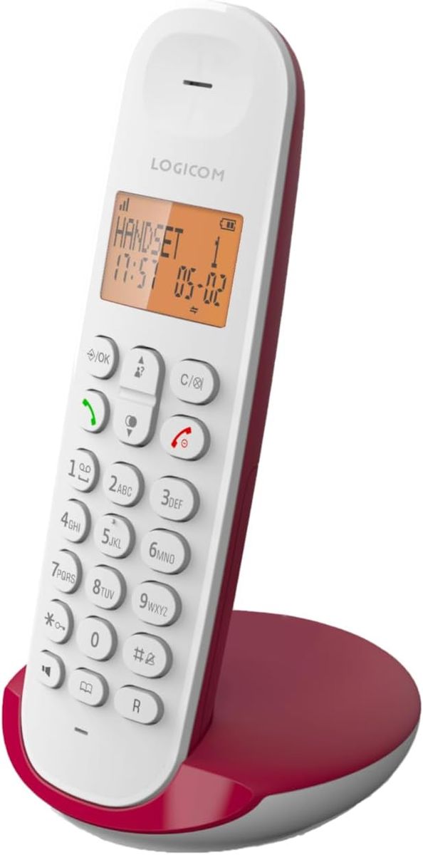 Logicom ILOA 150 Schnurloses Festnetztelefon ohne Anrufbeantworter – Solo – analoge und dect-Telefone – Himbeere