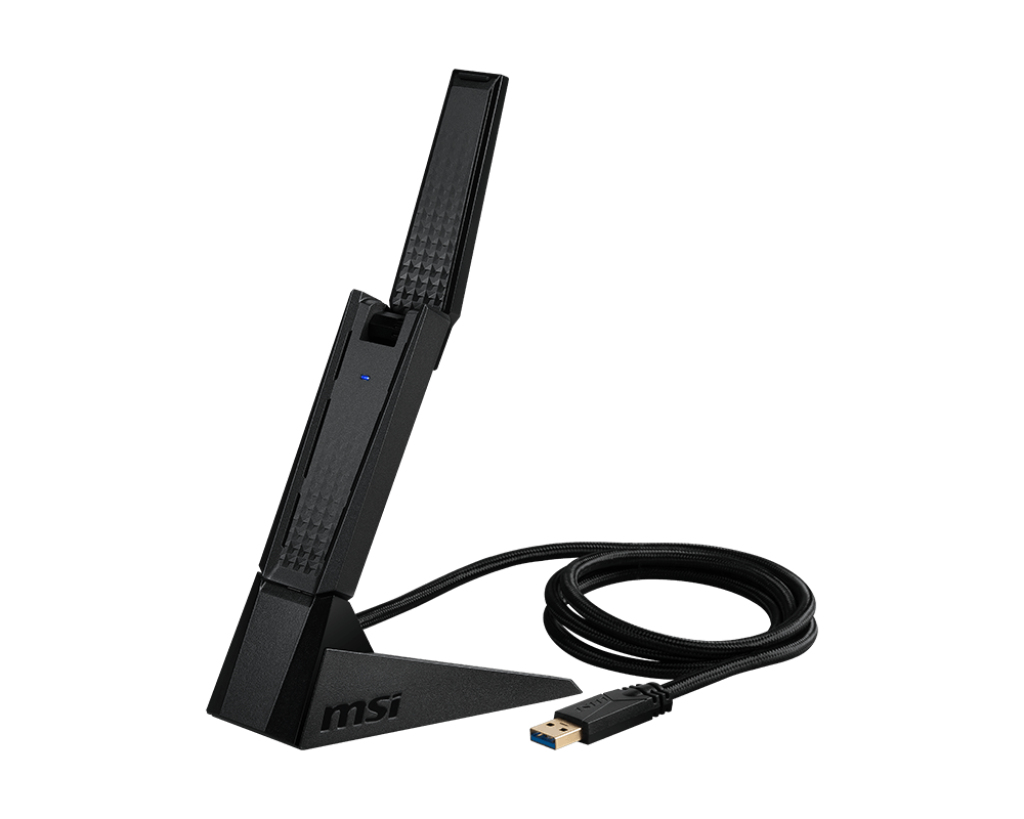 MSI AXE5400 USB-WLAN-Adapter, USB Typ-A, USB 2.0, Kabellos 2,4/5 GHz, Schwarz