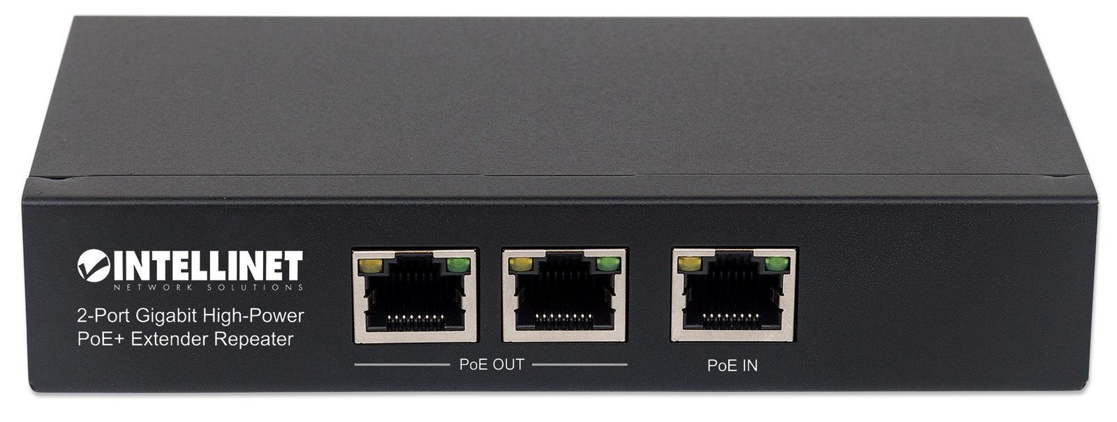 Intellinet 2-Port Gigabit High-Power PoE+ Extender, IEEE 802.3at/af PoE+/PoE, verlängert die Reichweite einer PoE-Verbindung um zusätzliche 100 Meter, 2 PSE-Ports, Metall