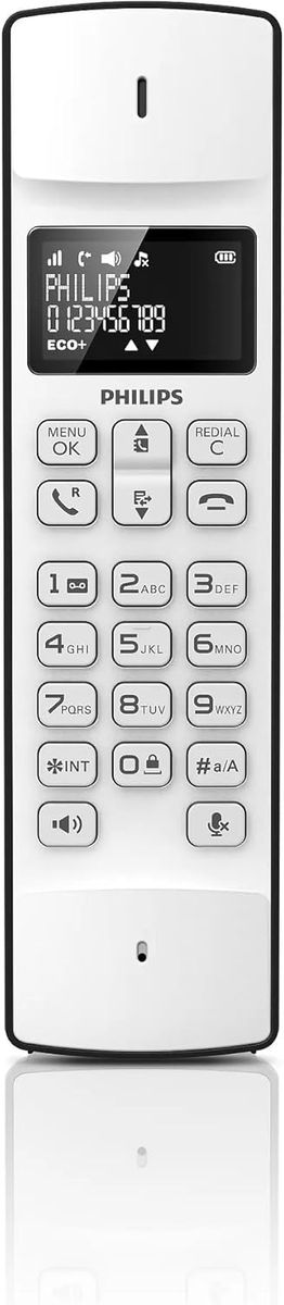 Philips Festnetztelefon M4501W/01 - Kompaktes Design - HQ-Sound und Freisprechen - Telefonbuch mit bis zu 50 Namen - ECO-Modus - 16 Stunden Gesprächszeit - Weiss