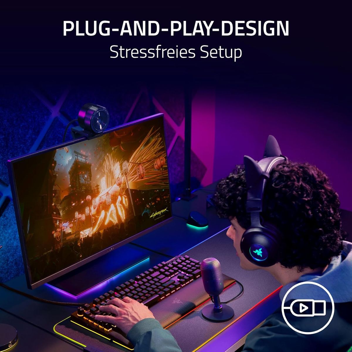 Razer Seiren V3 Mini - Ultrakompaktes USB-Mikrofon (14mm Kondensatormikrofon, Supernierencharakteristik, Tap-to-Mute-Sensor mit LED-Anzeige, integrierter Stoßdämpfer, Plug-and-Play-Design) Weiß