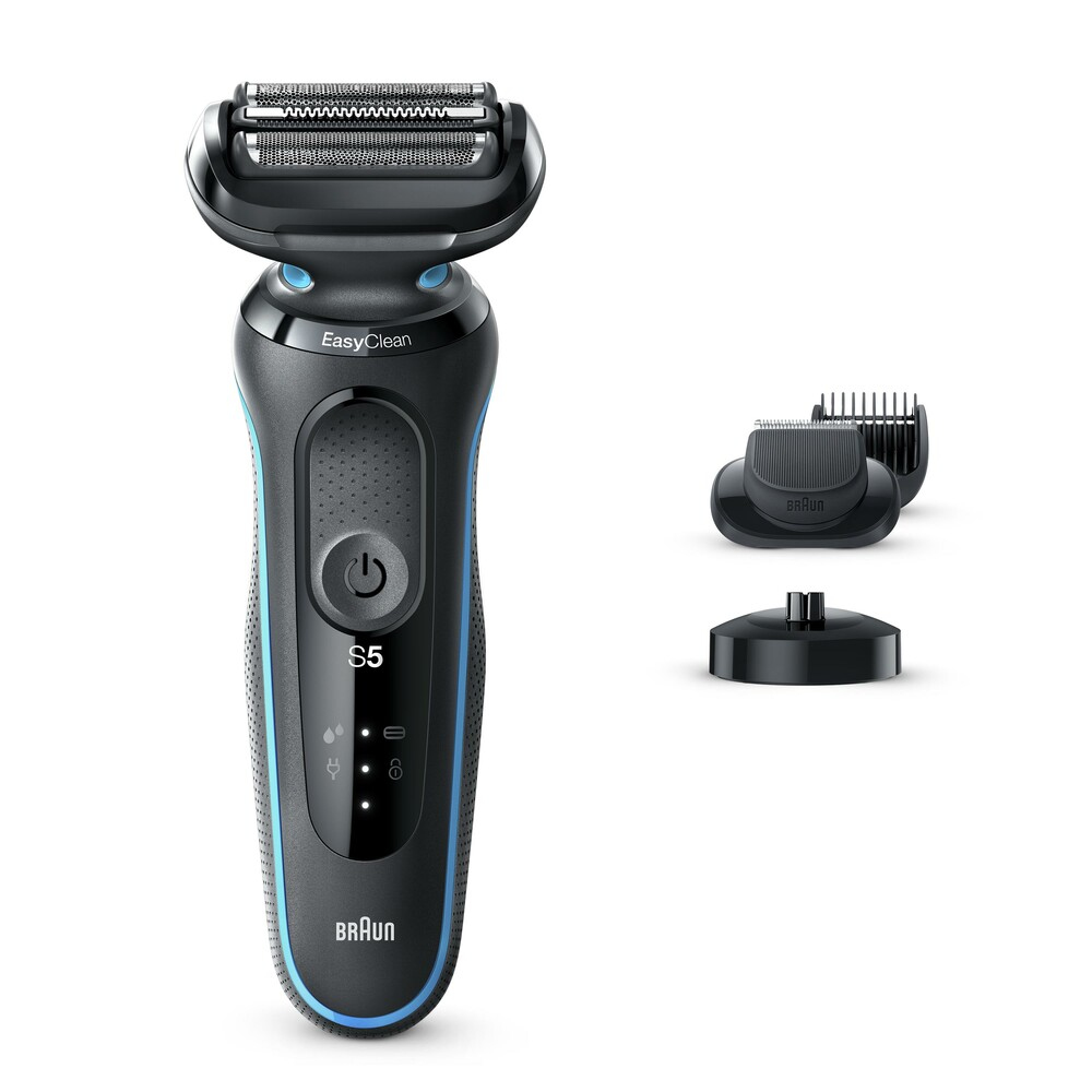 Braun ProSkin 3050cc Electric Shaver with Cleaning and Charging Station Series 5cs - mit Barttrimmer, türkis Single