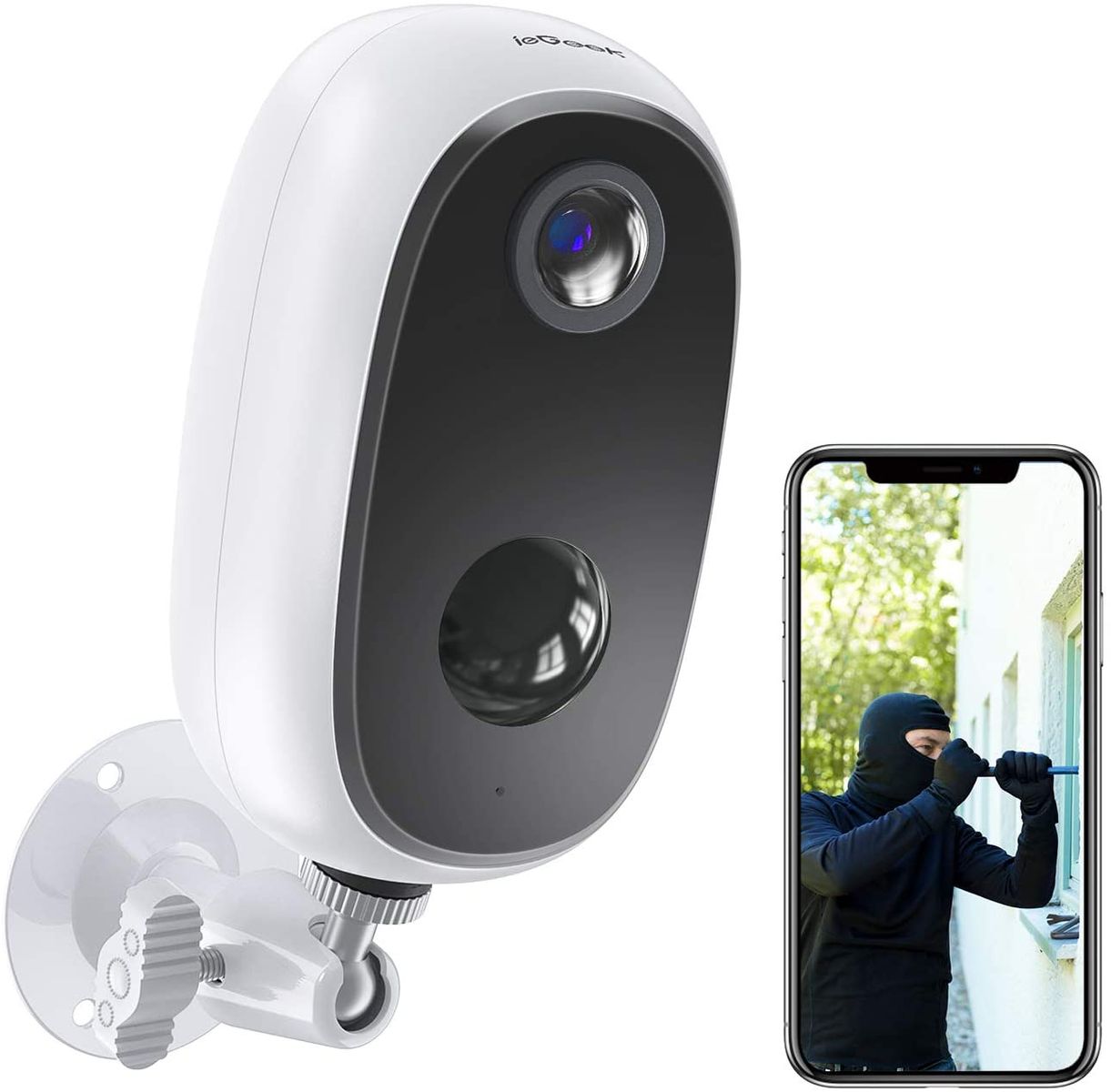 ieGeek Indoor / Outdoor WiFi Camera Battery 10000mAh Wireless, FHD 1080P Security Camera with Motion Detection, Two Way Audio, Night Vision, SD / Cloud Compatible