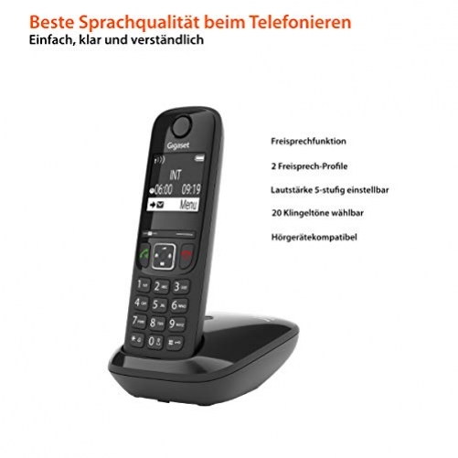 Gigaset AS690 Duo Festnetz-/Schnurlostelefon ohne Anrufbeantworter DECT-Telefon 2 Mobilteilen Freisprechfunktion großes Display große Tasten