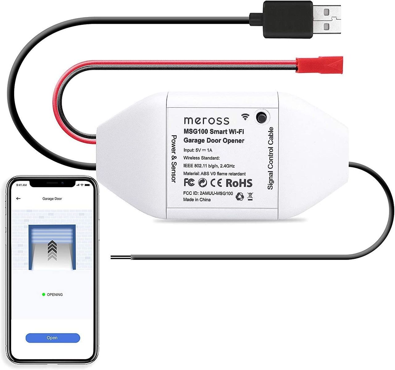 meross Smart WLAN Garagentoröffner APP-Steuerung Kompatibel Alexa Google Assistant SmartThings kein Hub erforderlich Single