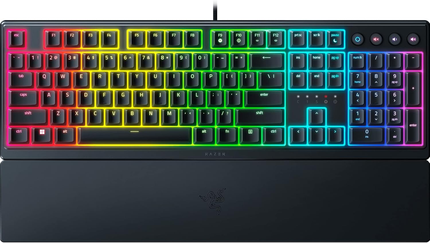 Razer Ornata V3 - Flache Mecha-Membran-Tastatur mit Chroma RGB (Medientasten, voll programmierbar) Nordic-Layout, Schwarz, Schwarz - (NORDIC Layout - QWERTY)