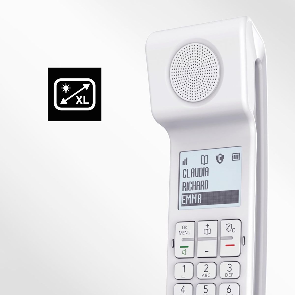 Alcatel Epure Iconic White - Einfach zu bedienendes schnurloses DECT-Design-Telefon mit Freisprechfunktion und Schutz vor unerwünschten Anrufen