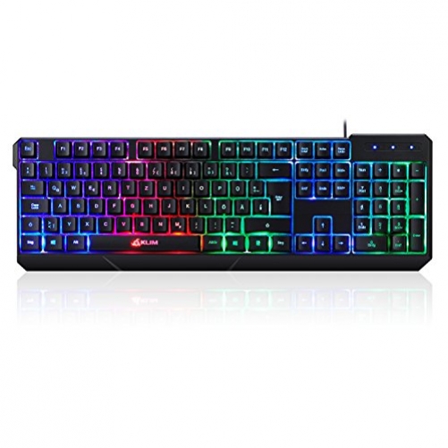 KLIM Chroma RGB Gaming Tastatur wasserdicht für PC MAC PS4 DE-Layout