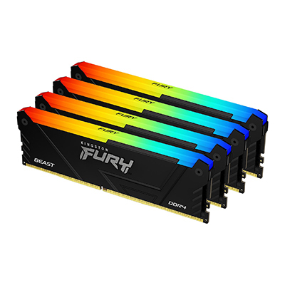 Kingston FURY Beast 64GB (4x16GB) DDR4 2666 MT/s CL16 RGB DIMM 288-pin Arbeitsspeicher XMP 2.0