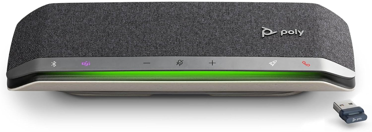Poly Sync 40+ Intelligenter Konferenzlautsprecher – Flexible Arbeitsbereiche – Verbindung mit PC/Mac über BT600-Adapter oder mit Smartphone über Bluetooth – Zertifiziert für Microsoft Teams