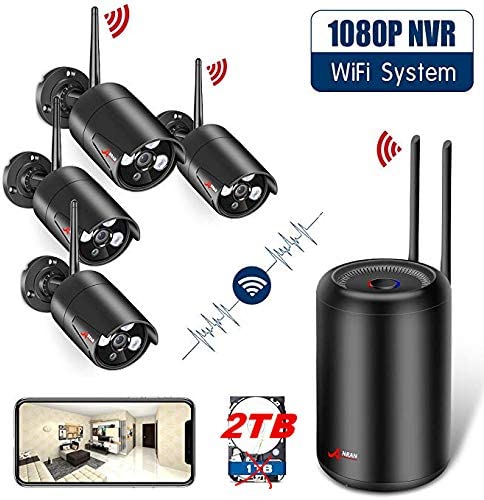ANRAN Wireless Security Camera System 1080P, 2.0MP Home Surveillance System WiFi NVR Kit with 4PCS 2.0MP WIFI Outdoor IP Network Cameras, Auto Pair, Free APP Remote, 1TB Hard Drive