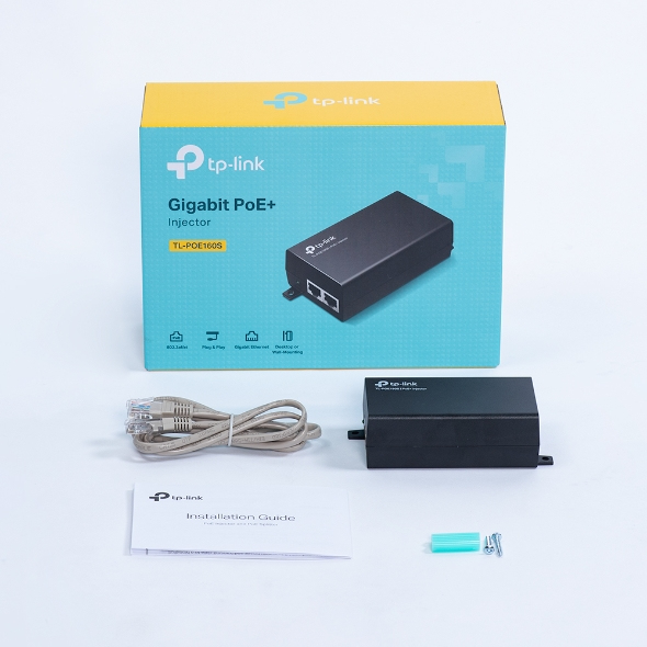 TP-Link TL-POE160S PoE+ Injector 2 Gigabit-Ports IEEE802.3af/at up to 30 W Black v2.0