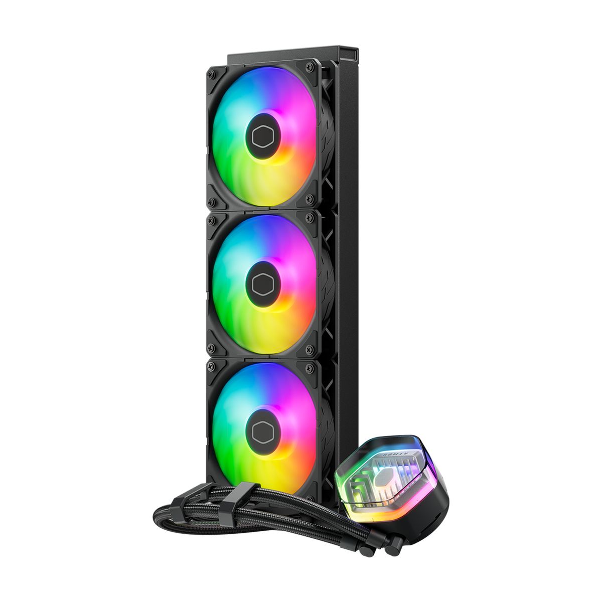 Cooler Master MasterLiquid 360 ATMOS Flüssigkeitskühlung 360 mm, 3x 120 mm Lüfter, ARGB, PWM, für LGA1700/1200/115x & AM4/AM5, Schwarz